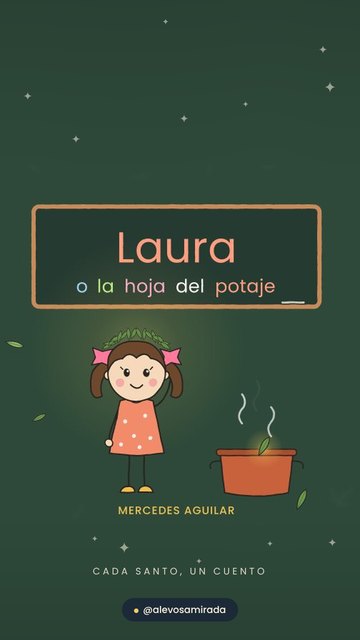 Fotograma del cuento en vídeo de Laura, o la hoja del potaje